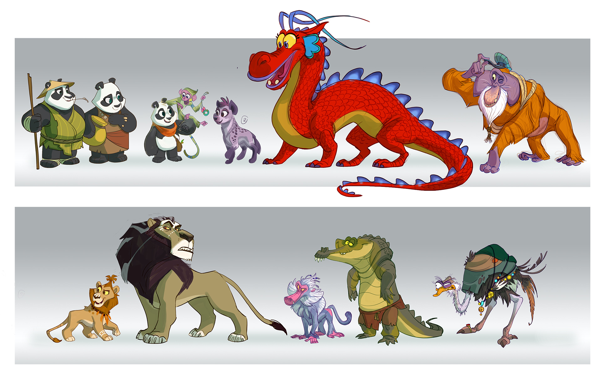 Panda Bear in Africa characters Character design for the animated feature film "Character design and Visual Developement for the animated feature film "Panda Bear in Africa".