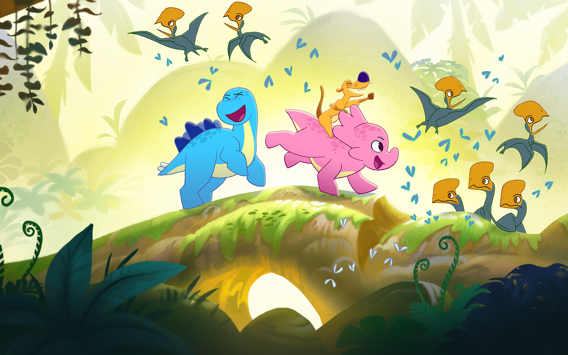 Pre-school dinosaurs concept Concept illustration for a pre-school series featuring cute dinosaurs.